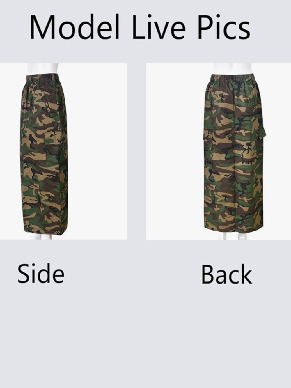 Camouflaged long cargo Maxi Skirt elastic Waist NWOT - Picture 3 of 7